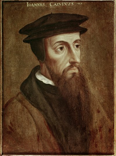 让-加尔文(Jean Cauvin)的肖像 法国改革家和作家(1509-1564) 匿名画作。1550.鹿特丹。博伊曼斯-范布宁根博物馆--新教改革时期法国作家、神学家和牧师约翰-加尔文（让-考文）的肖像（1 作者 未知艺术家