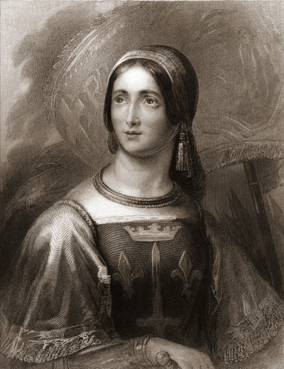 圣女贞德（1412-1431）的画像--载于拉瓦雷的《法国历史》，雕刻，有日期。 作者 未知艺术家