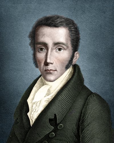 约瑟夫-冯-弗劳恩霍夫（1787 - 1826）德国光学和物理学家的肖像，光谱学的创始人。 作者 未知艺术家