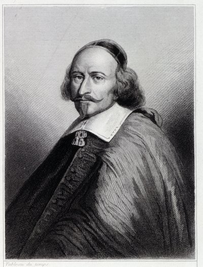 儒勒-马扎然（Giulio Raimondo Mazzarino或Mazarino）（1602-1661）的肖像，法国红衣主教和政治家--载于拉瓦雷的《法国历史》，雕刻，有日期。 作者 未知艺术家