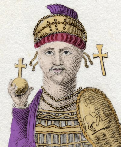 查士丁尼一世（大帝）的肖像 (Flavius Petrus Sabbatius Justinianus).482 - 565。东方罗马皇帝。 作者 未知艺术家