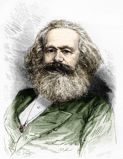 社会主义理论家和德国革命家卡尔-马克思（1818-1883）的画像。 作者 未知艺术家