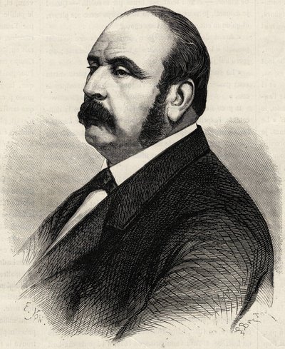 勒德鲁-罗林（Ledru-Rollin）（1807-1874）的肖像，法国政治家。19世纪的雕版画。 作者 未知艺术家