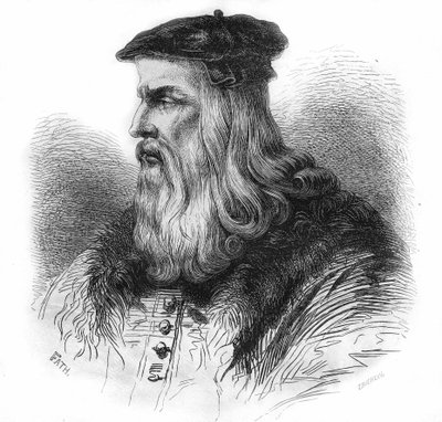达芬奇（Leonardo da Vinci）的肖像（1452 - 1519）。 作者 未知艺术家