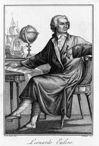 莱昂哈德·欧拉 (Leonhard Euler) (1707 - 1783) 的肖像，瑞士数学家。 作者 未知艺术家