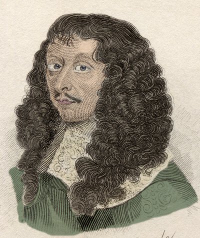 法国将军波旁的路易二世、孔戴亲王 (Bourbon-Conde) (Grand Conde) 或昂吉恩公爵 (1621-1686) 的肖像。 19 世纪的雕刻。 作者 未知艺术家