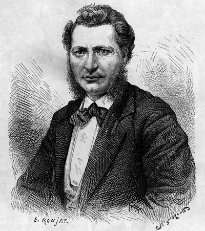 路易斯-瑞尔（1844-1885）的肖像，加拿大政治家和梅蒂斯人的捍卫者。雕刻在 "青年杂志 "上。 作者 未知艺术家