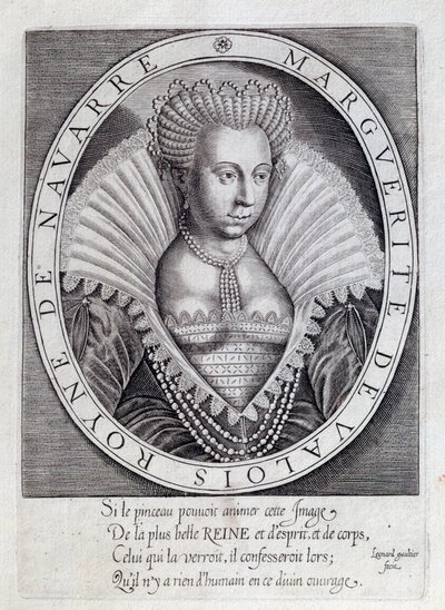 玛格丽特·德·瓦卢瓦（Marguerite de Valois，1553 - 1615 年）的肖像，被称为玛戈王后。 16 世纪的雕刻。 波城，杜城堡博物馆 作者 未知艺术家