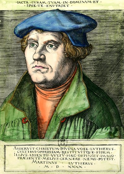 Portrait of Martin Luther (1483-1546) German religious reformer Engraving of the 16th century Private collection 作者 未知艺术家