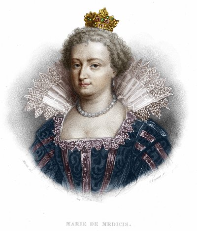 亨利四世的妻子、路易十三的母亲美第奇的肖像（1573-1642）。1836年的雕版画 作者 未知艺术家
