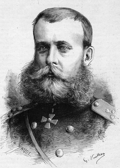 米哈伊尔-德米特里耶维奇-斯科别列夫（斯科别列夫将军）（1843-1882）的肖像，俄罗斯军人。雕刻在《世界画报》3月4日第1301期上 作者 未知艺术家