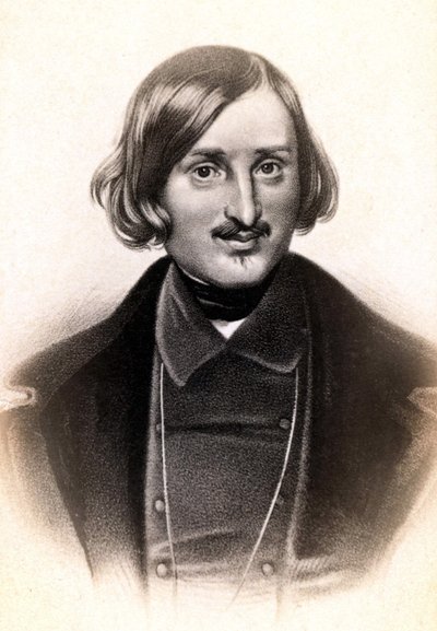 尼古拉-瓦西里耶维奇的肖像，用法语说是尼古拉-果戈理（1809 - 1852），俄罗斯作家。雕版印刷品，有日期。19世纪。 作者 未知艺术家