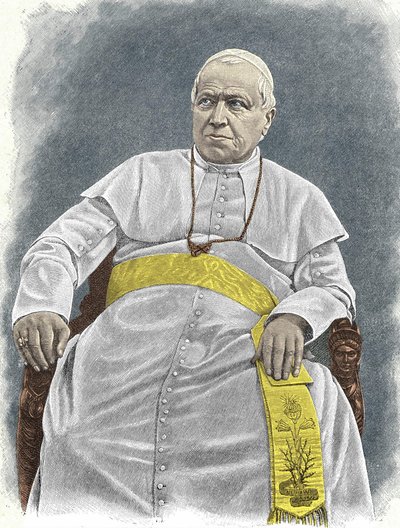 庇护九世（1792-1878），第253任教皇（1846-1878）的肖像。 作者 未知艺术家