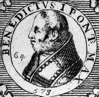 Portrait of Pope Benedict I. Engraving of the 19th century. 作者 未知艺术家