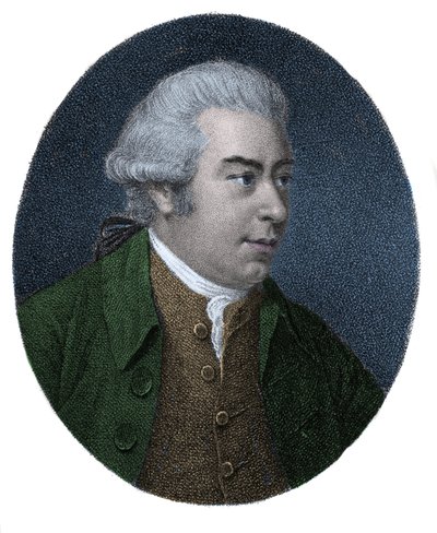 约瑟夫·班克斯爵士 (1743-1820) 的肖像，英国探险家和博物学家。 19 世纪的彩色雕刻。 作者 未知艺术家