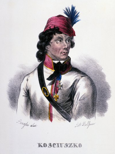 Thaddeus (Tadeusz) Kosciuszko (Kosciusko) 波兰士兵 (1746-1817) 的肖像。 19 世纪的雕刻 作者 未知艺术家
