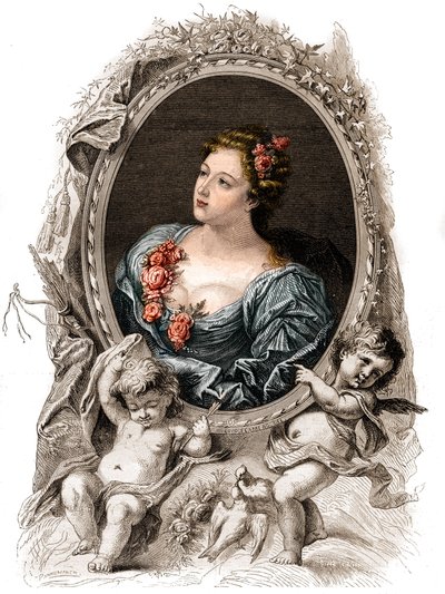 Theophano或Theophanie（Theophanu或Theophania）的肖像，10世纪的拜占庭女皇。19世纪的雕版画。 作者 未知艺术家