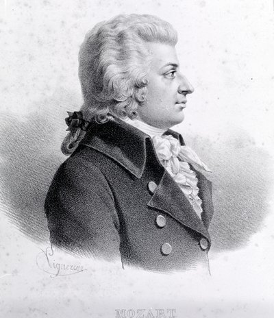 Wolfgang Amadeus Mozart (1756 - 1791) 的肖像。 作者 未知艺术家