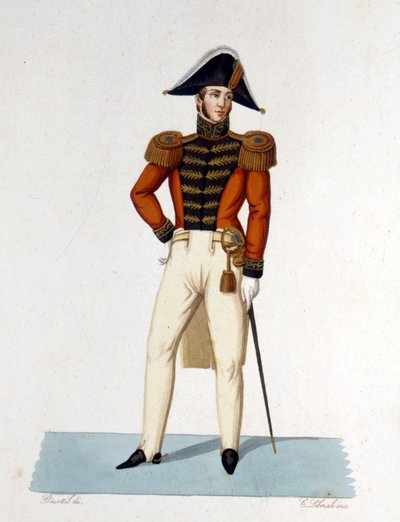Portrait of a Knight of Honour of Cape and Sword of the Pontifical Armee. Engraving of the 19th century. 作者 Unknown artist