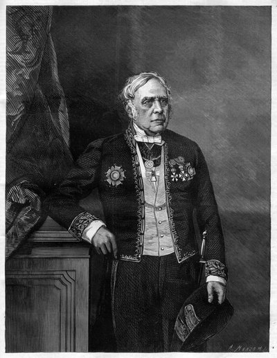 英国作曲家丹尼尔-弗朗索瓦-埃斯普里特-奥贝尔（Daniel-Francois-Esprit）（1782-1871）的肖像。 作者 未知艺术家