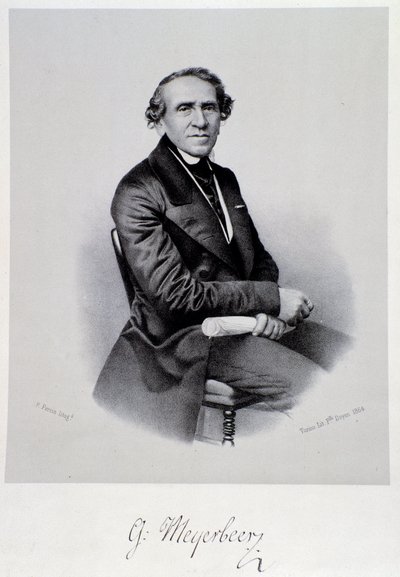 德国歌剧作曲家贾科莫·迈耶比尔 (1791-1864) 雕刻的肖像。 19 世纪。 博洛尼亚，市民音乐博物馆 作者 未知艺术家