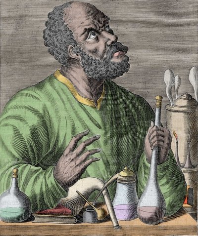 阿拉伯化学家盖伯 (Jabir ibn Hayyan) 的肖像 Jabir ibn Hayyan (721-776)。 作者 未知艺术家