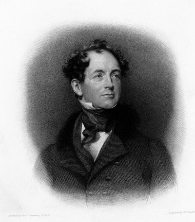 爱尔兰诗人 Thomas Moore（或 Thomas More）（1779-1852）的肖像 19 世纪的雕刻 作者 未知艺术家