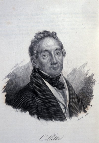 意大利爱国者和历史学家 Pietro Colletta (1775-1831) 的肖像 19 世纪的雕刻 作者 Unknown artist