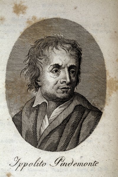 意大利诗人伊波利托·平德蒙特 (1753-1828) 的肖像，诗人和意大利剧作家乌戈·福斯科洛 (Ugo Foscolo) 的朋友 (1778-1827) 19 世纪雕刻 作者 未知艺术家
