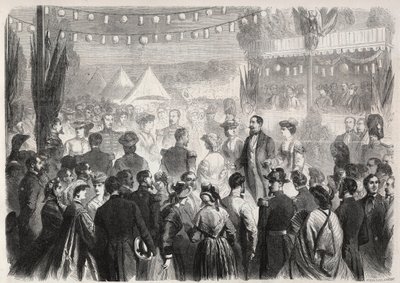 拿破仑三世（1808-1873）于1861年7月21日在维希的榴弹兵营即兴表演的荣誉四重奏--"世界画报 "中的版画 作者 未知艺术家