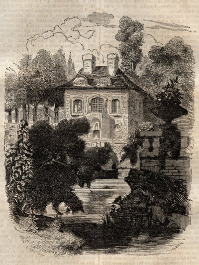 卢梭在圣皮埃尔岛（St. Petersinsel）的住所 伯尔尼--瑞士--让-雅克（Jean Jacques）卢梭（1712-1778）的《忏悔录》插图--1849年的雕刻作品 作者 未知艺术家