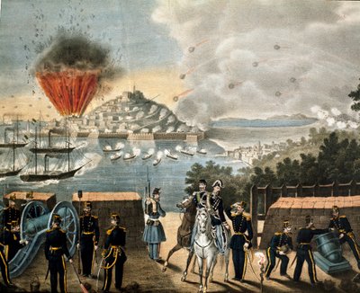 Risorgimento - 朱塞佩·加里波第（1807-1887）的千人或红衫军远征 - 意大利盖特围城 作者 未知艺术家
