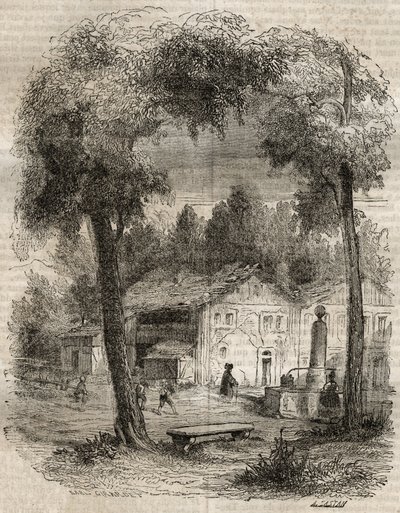 Rousseau a Motiers (Canton of Neuchatel) - Jean-Jacques (Jean Jacques) Rousseau (1712-1778)的《忏悔录》插图 - 1849年的雕刻品 作者 未知艺术家