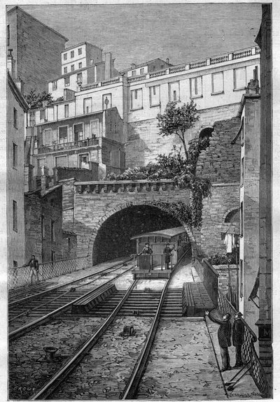 里昂至福尔维耶的铁路线--1884年《航海日志》中的版画 作者 未知艺术家