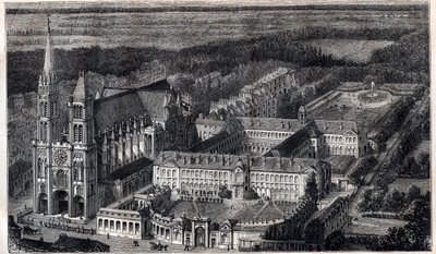 位于圣丹尼斯大教堂附近的圣路易皇家学院（荣誉军团教育学院）--1867年左右的版画 作者 未知艺术家