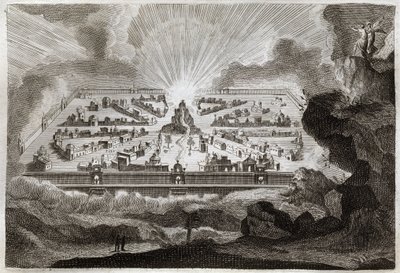 罗亚蒙圣经，新约。新耶路撒冷。天使向圣约翰展示新耶路撒冷。1811年的插图。 作者 未知艺术家