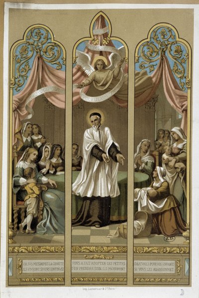 Saint Vincent de Paul established the work of the Enfants Found - according to stained glass 18th (?). 作者 未知艺术家