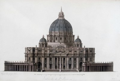 罗马的圣彼得大教堂到梵蒂冈（San Pietro in Vaticano）。在 "古今服饰 "1819-1820年，由朱尔斯-费拉里奥。 作者 未知艺术家