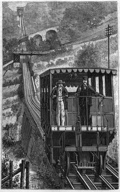 Territet Glion铁路。1884年在瑞士的格利昂线。 作者 未知艺术家