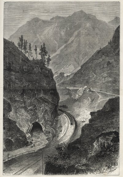 布伦纳铁路（Brennero）到蒂罗尔（Tirolo - Tirol）--1867年的雕版画 -- 作者 未知艺术家
