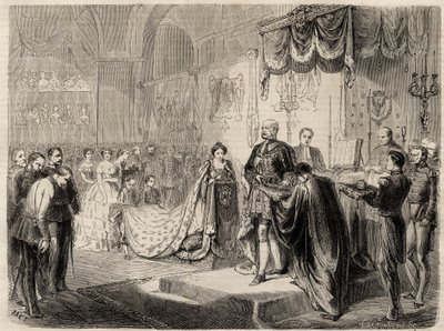 1861年威廉一世在柯尼斯堡的加冕仪式 - 普鲁士国王和王后在柯尼斯堡城堡教堂的加冕仪式 - 普鲁士的威廉一世 - 1861年 作者 未知艺术家