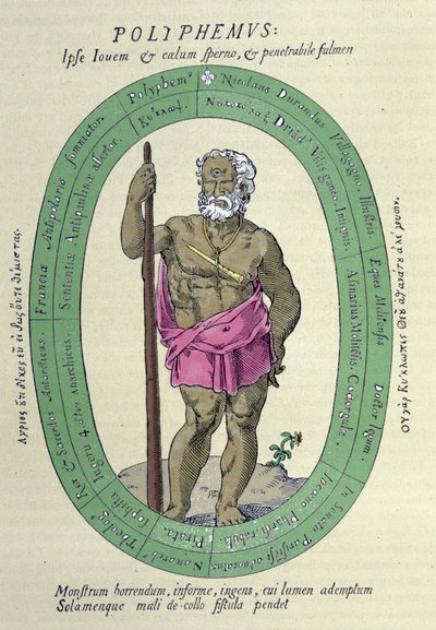 独眼巨人波吕斐摩斯（Polyphemus），反对尼古拉斯杜兰德维勒加尼翁的色狼，法国军事家和探险家（1510-1571） 作者 未知艺术家