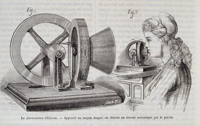 The Edison phonometer - device by means of which a mechanical work is obtained by speech in “” Nature”” 1878. 作者 未知艺术家