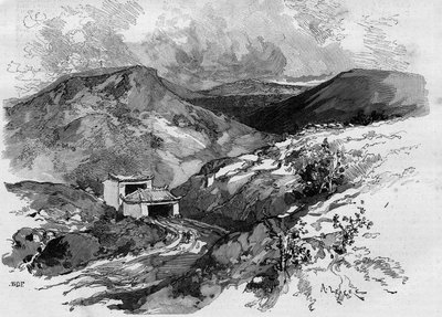 洞朗边境上的中国之门。1885年《图说世界》中的雕版画。 作者 未知艺术家