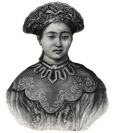 天皇睦仁(1852-1912)的女人--1892年雕刻的日本春子的印记 作者 未知艺术家
