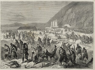 达尔马提亚叛乱（Bocche di Cattaro）--反对奥地利政府征兵的叛乱--达尔马提亚事件。袭击卡塔罗（科托尔省）国家TRINITA堡垒的叛乱 - 科托尔湾 - 1869 - 作者 未知艺术家