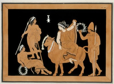 欧洲的迁移--"古代花瓶的绘画，通常被称为etruscan"，来自不同的收藏，由A. Clener雕刻，附有A.L. Millen的解释。杜波依斯-迈索努夫著。兽医学校阿尔弗特之家的图书馆。1808 作者 未知艺术家