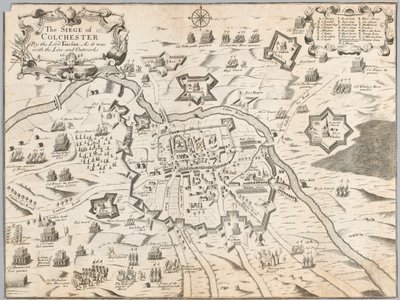 The Siege of Colchester by the Lord Fairfax, as it was with the line and outworks 1648 (engraving) 作者 未知艺术家