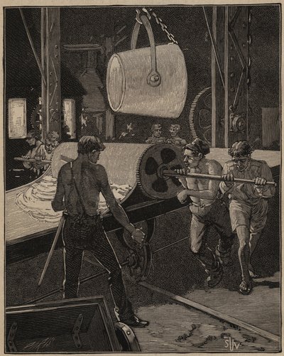 玻璃的艺术：制作冰激凌。被称为 "大流 "的步骤。1885年阿道夫-比塔尔（Adolphe BITARD）在 "Les arts et metiers illustrstres "中的雕版画。 作者 未知艺术家