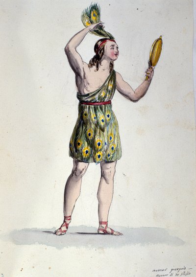 奥地利作曲家弗朗茨·沙维尔·苏斯迈尔（Franz Xaver Sussmayr，1766-1803 年）的芭蕾舞剧《Il noce di Benevento》中诠释纯洁爱情的角色。 19 世纪的插图 作者 未知艺术家